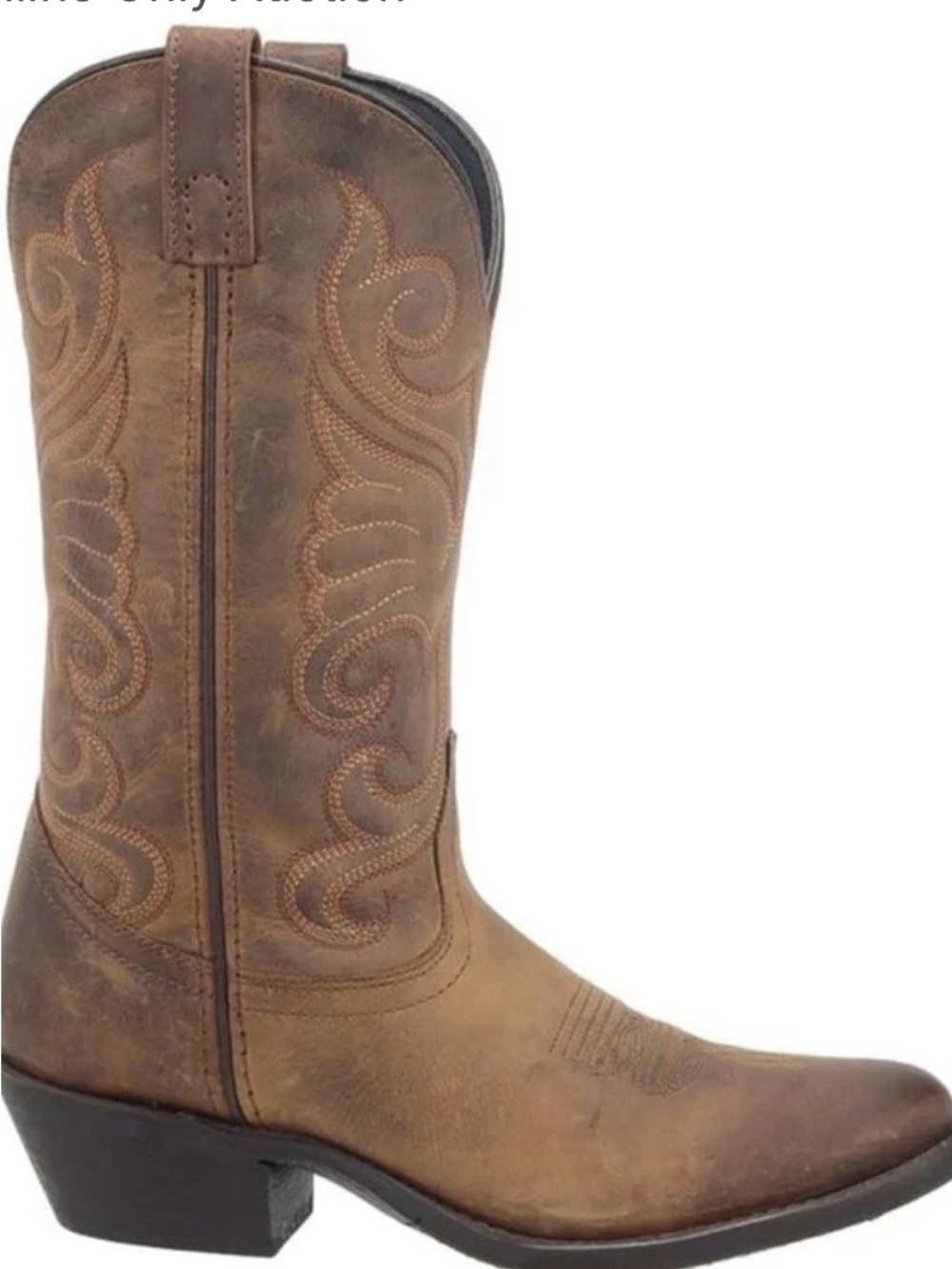 Laredo Brown Distressed Leather Western Cowboy Boots with Embroidered Shaft
